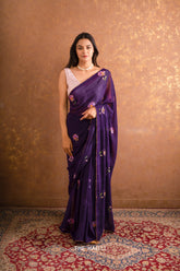 Raat Ki Raani Purple Georgette Saree